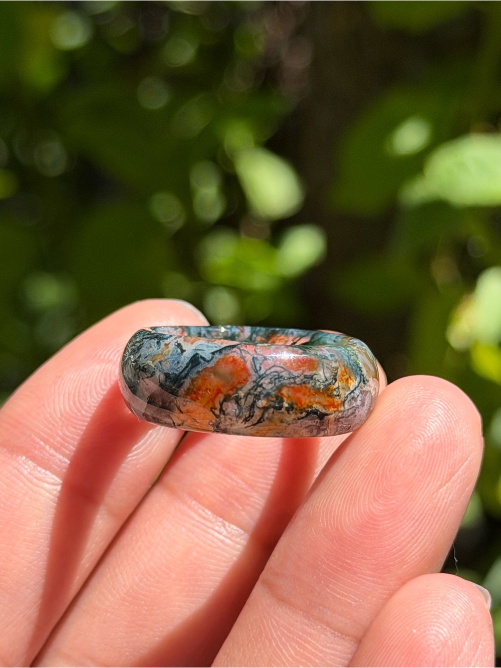 Size‎ 8.25 Unique Handmade Red Moss Agate Ring 1797